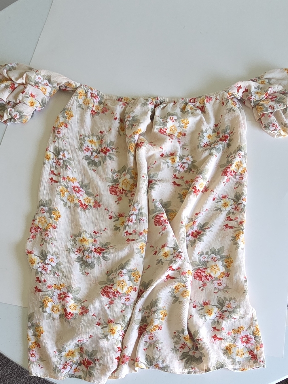 American Eagle Outfitters Cream Floral Off-Shoulder Mini Dress Size XL
